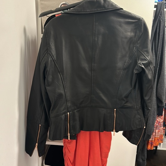 Ted Baker Leather Moto Jacket. Size 3. - Picture 4 of 7